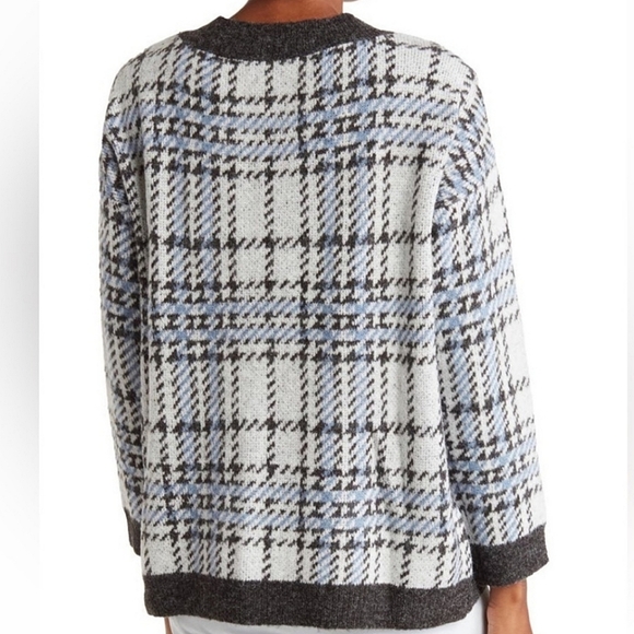 JOSEPH A. Plaid V-Neck Long Sleeve Oversized Sweater SIZE: M - Picture 9 of 9